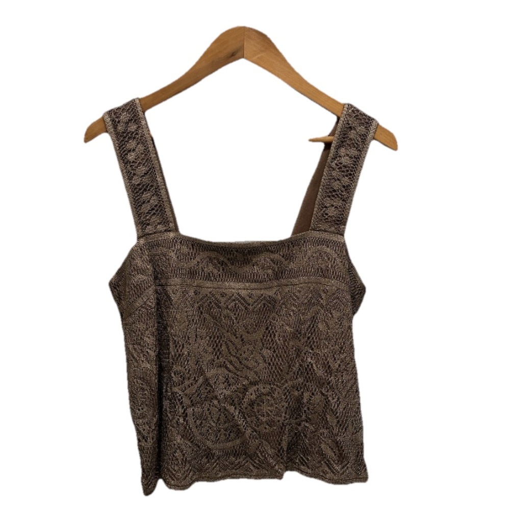 Damianou Vintage Womens Sleeveless Metallic Blouse Sz Large‎ Made in USA EVENING